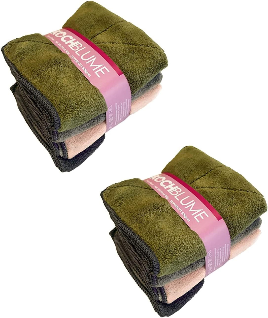 Kochblume Microfasertuch Farbmix Set 4-8-12er Set | Microfasertuch Putztuch 30 x 30cm | Aufnahmefähi