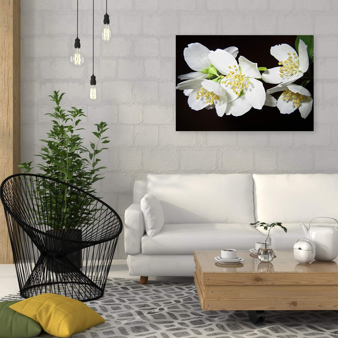 Feeby Wandbild Orchideen Druckbild Leinwandbild für Schlafzimmer Weiss 100x70 cm Leinwandbild 100x70