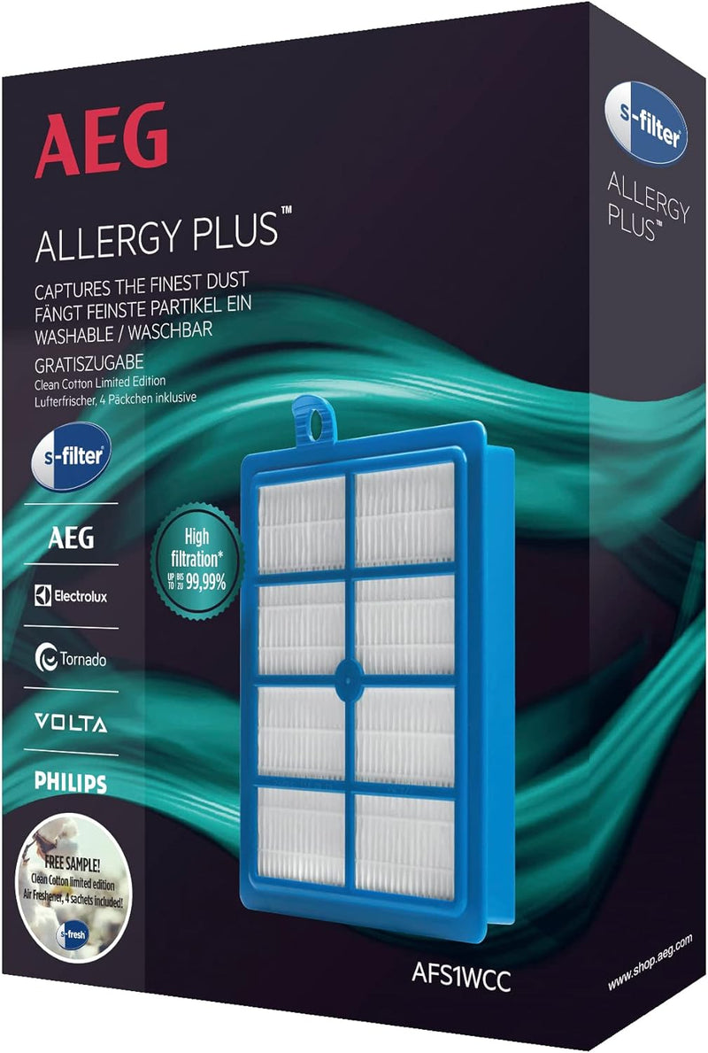 AEG AFS1W Allergy Plus Filter (Ideal für Allergiker, Filterwirkung mehr als 99%, saubere Luft, wasch
