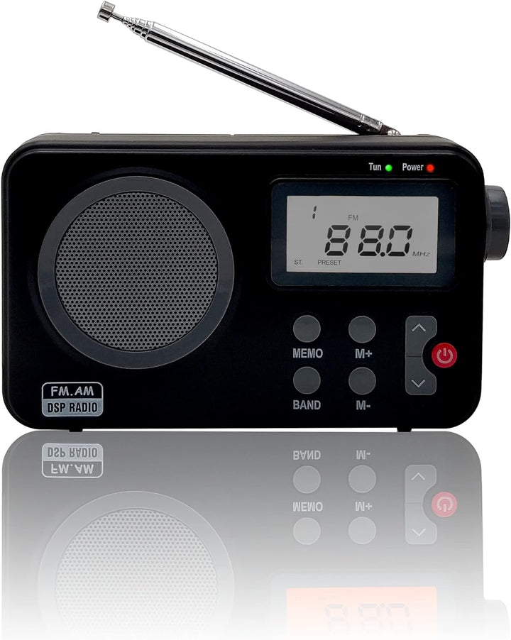 Radio NK-AB1904-FMBL/AM - Tragbares Radio, LCD-Display mit Licht, Antenne, Lautsprecher, 4 AA-Batter