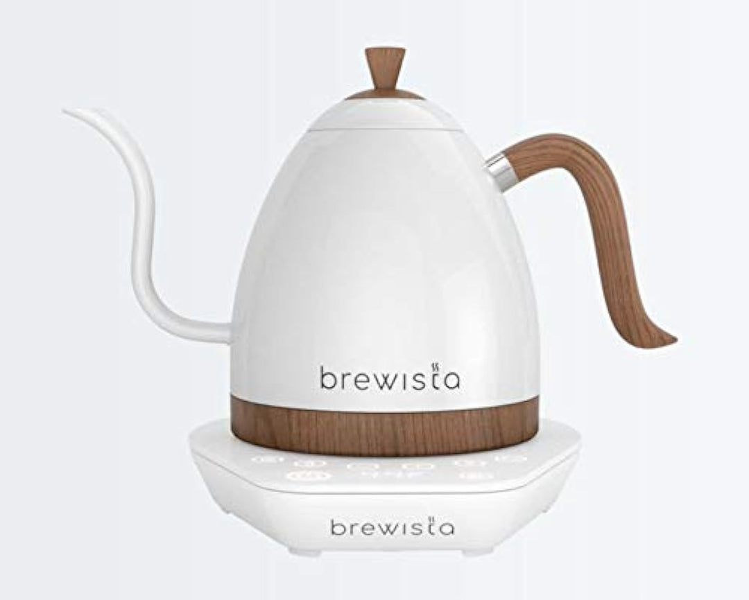Brewista Artisan Pearl Weiss und weisser Sockel | Wasserkocher | Schwanenhalsauslauf | Temperaturreg