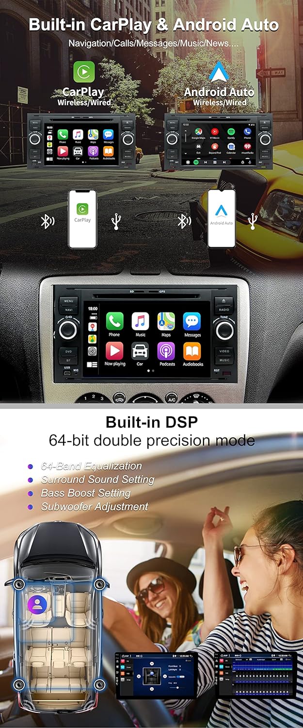 SXAUTO IPS Autoradio Android 12 Passt für Ford C-Max/Focus/Galaxy/Kuga/S-Max/Transit/Mondeo - [Built