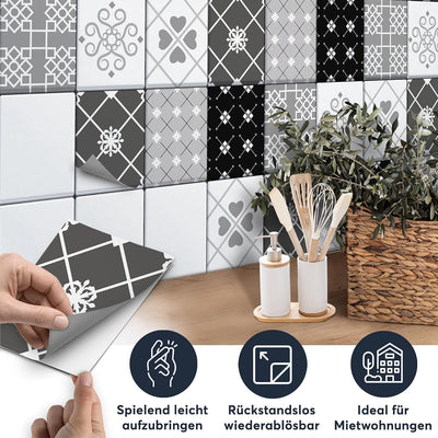 CREATISTO Klebefliesen Stickerfliesen Fliesenfolie - Stylische Sticker Aufkleber für Fliesen I Klebe