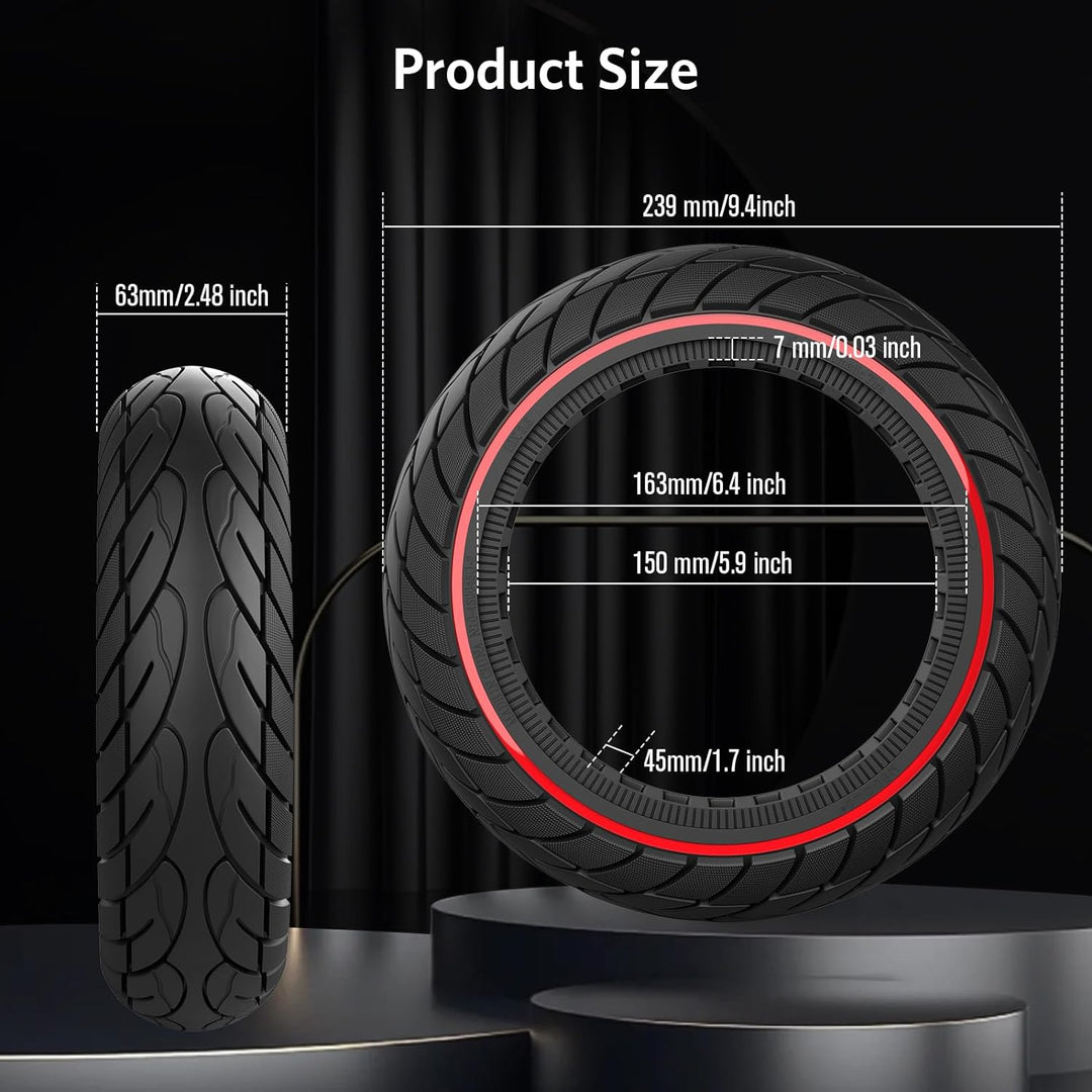 OUXI 10×2.5 Zoll Ersatz-Vollgummireifen 60/70-6.5 Für Ninebot G30 Max /G30D mit 1 Montagewerkzeug fü