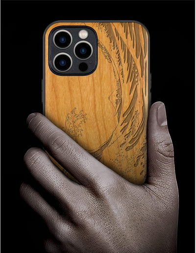 Carveit Magnetisch Hülle für iPhone 12 Pro Case [Elegante Kirschholz] [Weich TPU Stossstange] Stossf