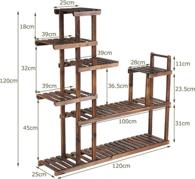 COSTWAY Pflanzenregal Blumenregal, Blumenständer Holz, Blumentreppe Garten, Pflanzentreppe mehrstöck