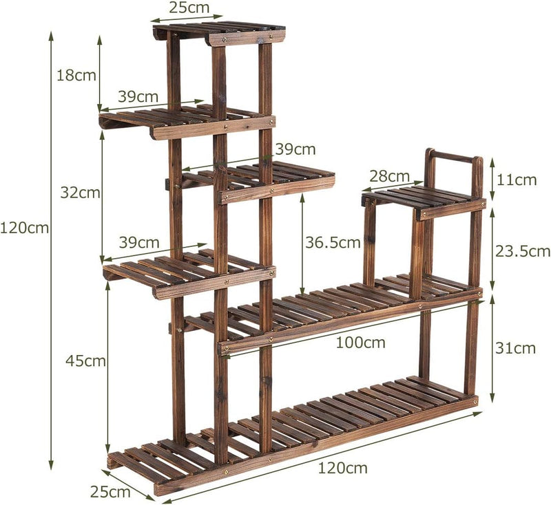 COSTWAY Pflanzenregal Blumenregal, Blumenständer Holz, Blumentreppe Garten, Pflanzentreppe mehrstöck