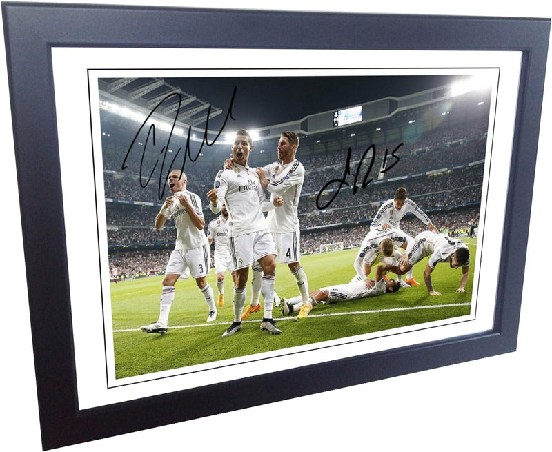 12 x 8 A4 signiert Cristiano Ronaldo Sergio Ramos Real Madrid Autogrammkarte Foto Bild