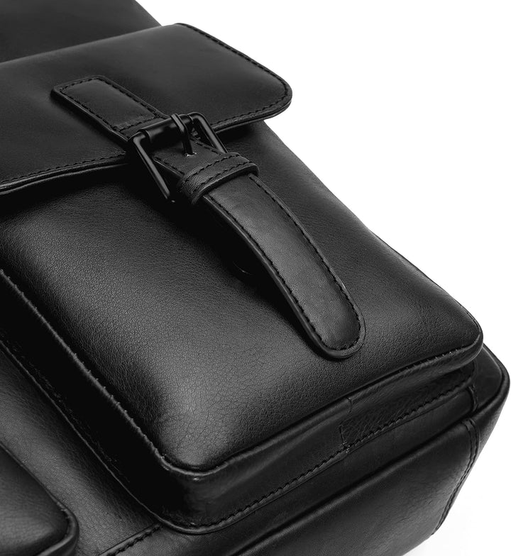 FARMHOOD Memphis Damen/Herren Aktentasche gross 39 cm - Umhängetasche aus Leder mit Laptopfach - Mes