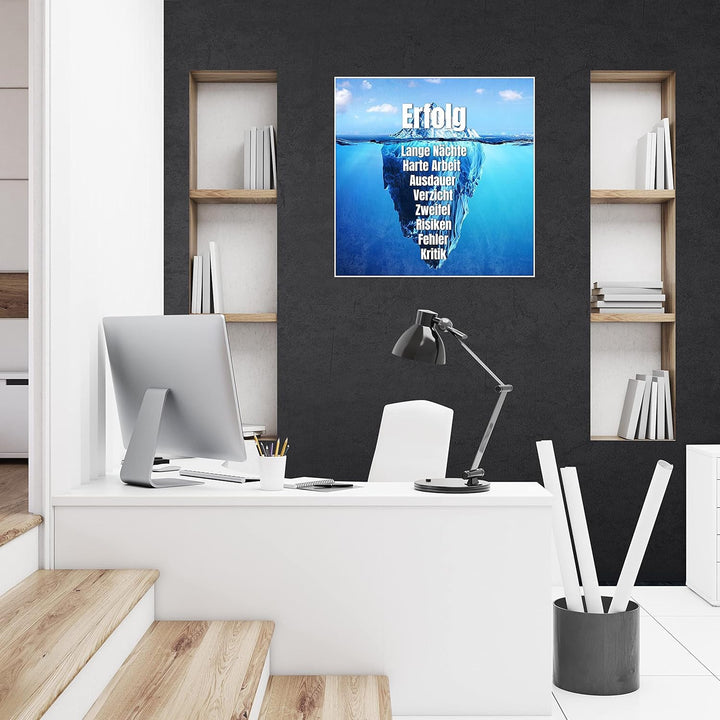 wandmotiv24 Poster als Wanddeko, Grösse 50x50cm, Erfolg Eisberg, Arktis, Arbeit, Moderne Wanddeko, W