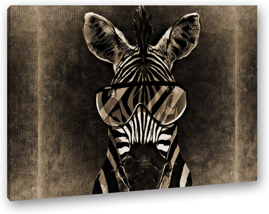 deyoli Cooles Zebra mit Einer stylischen Brille Format: 80x60 Effekt: Sepia als Leinwandbild, Motiv