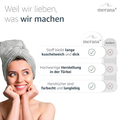 Merana Rome Handtuch Set | saugstark, weich und fusselfrei | Frottier Luxus Qualität | 100% Baumwoll