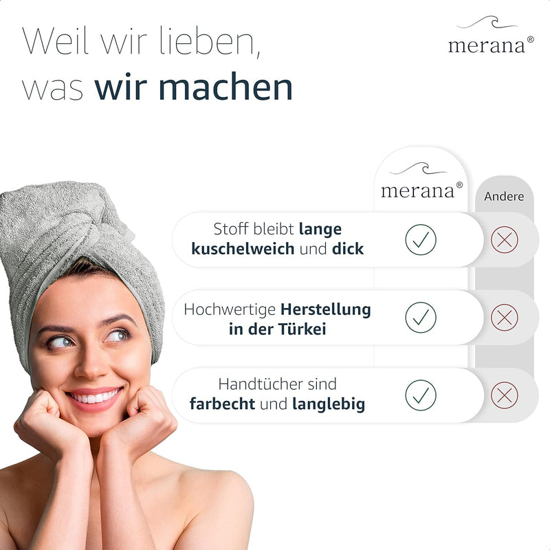 Merana Rome Handtuch Set | saugstark, weich und fusselfrei | Frottier Luxus Qualität | 100% Baumwoll