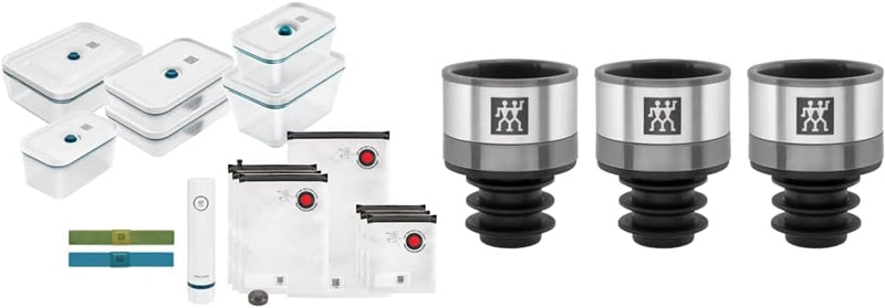 ZWILLING Fresh & Save Vakuum Starterset, Glas, 16-tlg., La Mer Weiss & Fresh & Save Vakuum Weinversc