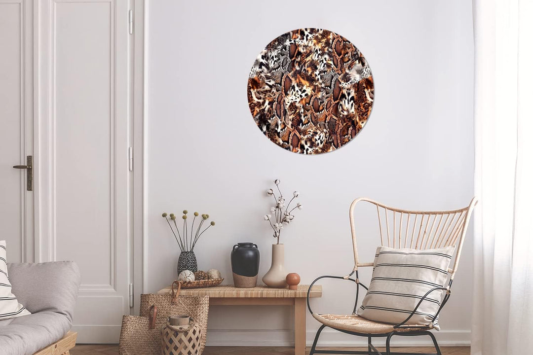 MuchoWow Wandbild Rund Wanddeko Deko Wohnzimmer Bilder 60x60 cm Tierdruck - Tiger - Tiere, 60x60 cm