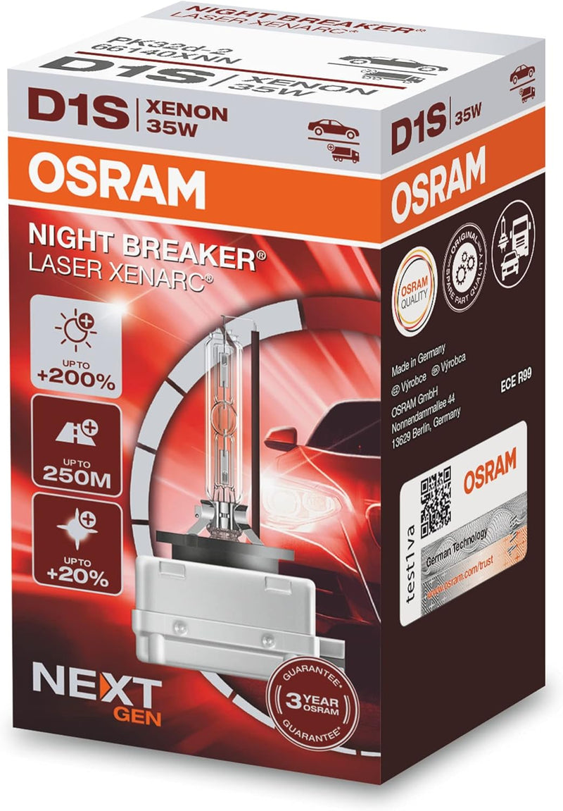 OSRAM XENARC NIGHT BREAKER LASER D1S Next Generation, +200 % mehr Helligkeit, HID Xenon-Scheinwerfer