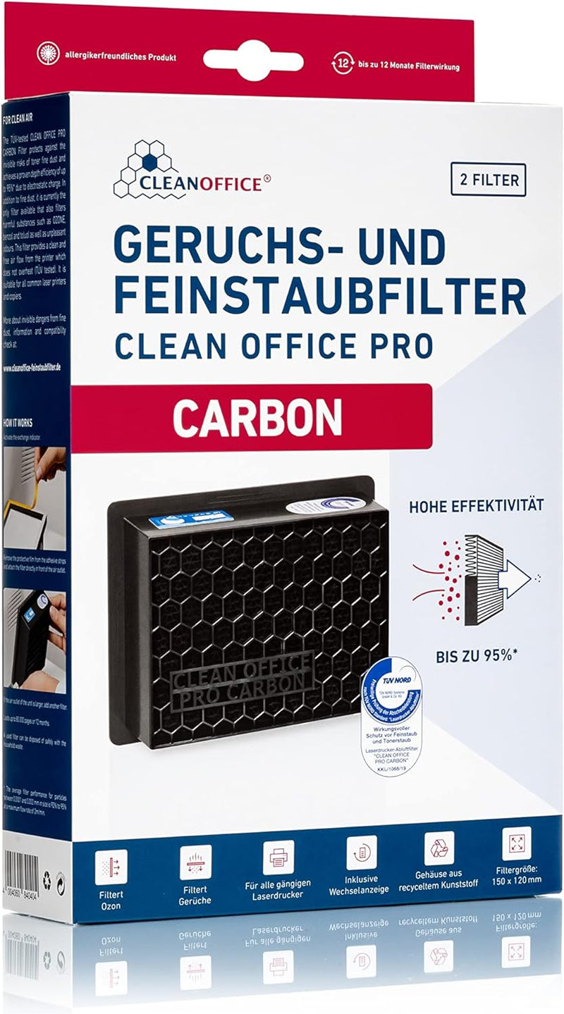 CLEAN OFFICE PRO CARBON Geruchs- und Feinstaubfilter für Laserdrucker 2 Stück, 2 Stück