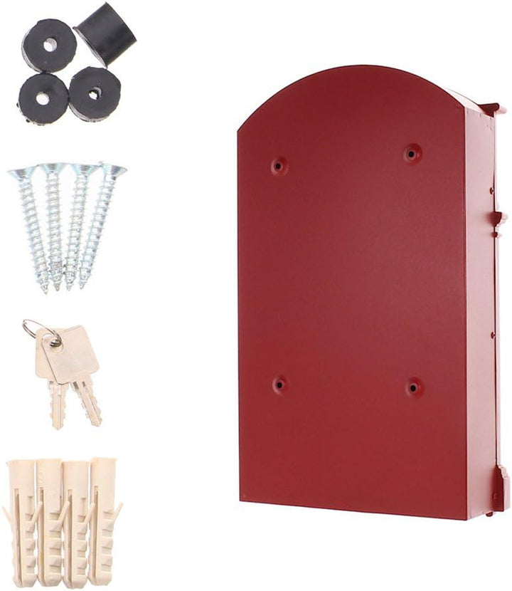 HomeDesign Briefkasten HDM-100-Rot, Aluminium, Sichtfenster, Namenschildhalter, Stahlklappe, Zylinde