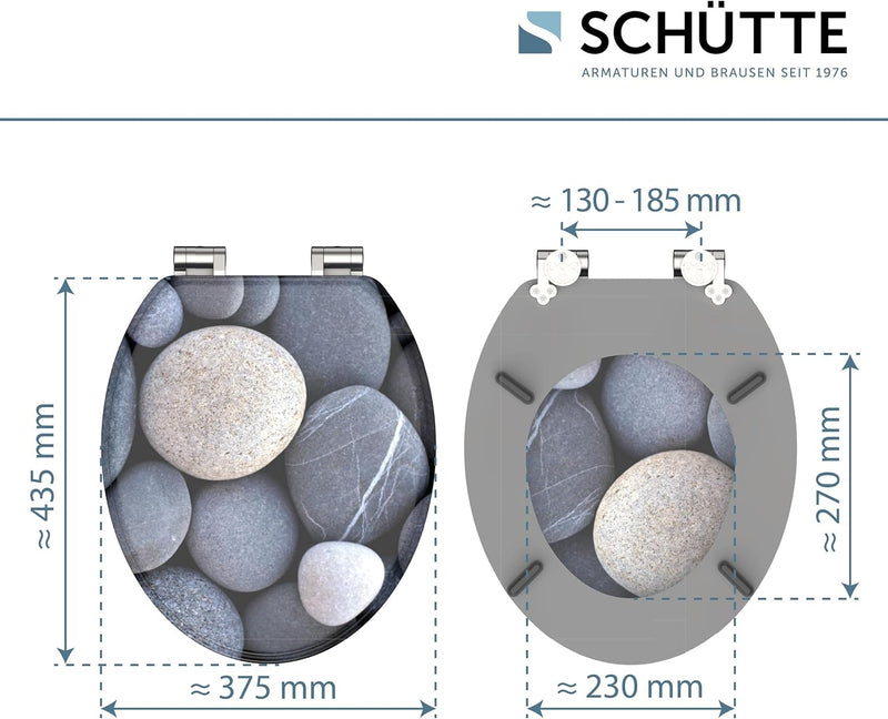 SCHÜTTE WC-Sitz Holzkern GREY STONES, Toilettensitz mit Absenkautomatik, passend für viele handelsüb