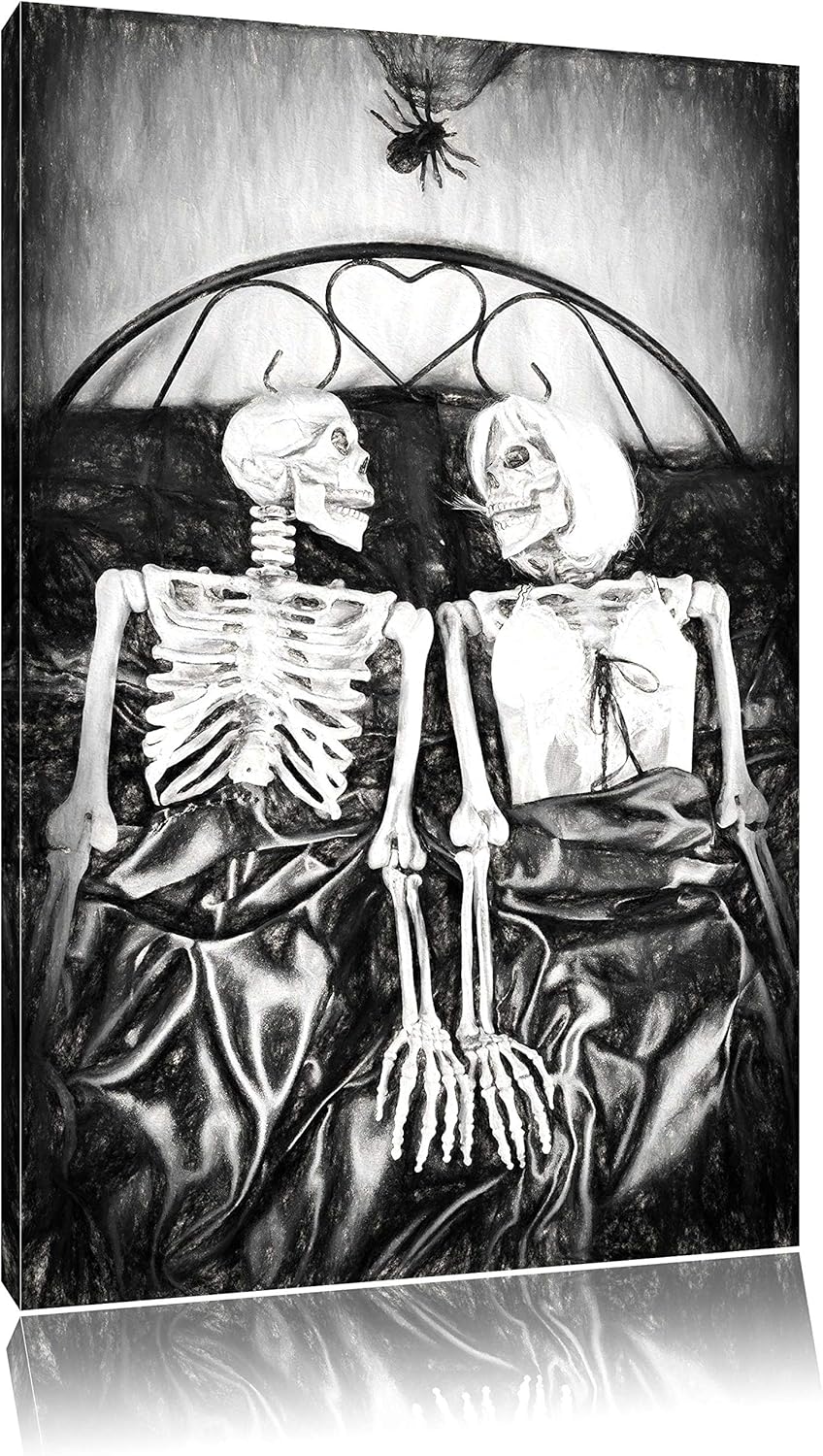 Horror Paar Kohle Effekt, Format: 100x70 auf Leinwand, XXL riesige Bilder fertig gerahmt mit Keilrah