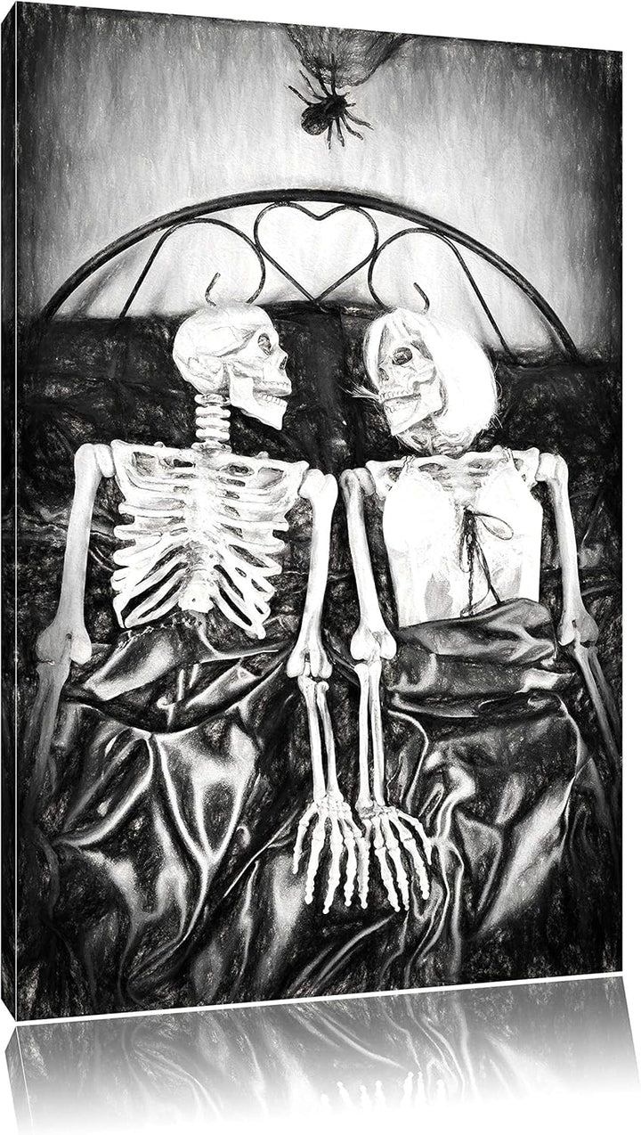 Horror Paar Kohle Effekt, Format: 100x70 auf Leinwand, XXL riesige Bilder fertig gerahmt mit Keilrah
