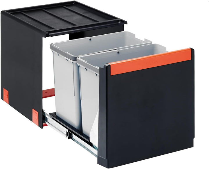 FRANKE Sorter Cube 40 Abfallsorter Abfalleimer Mülleimer Abfallsammler, schwarz, 34,8 x 33,5 x 40,7