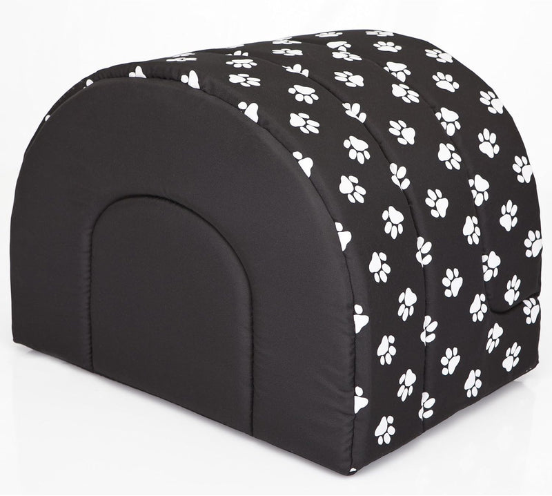 Hobbydog R3 Buscwl5 Hundehütte Souffleur, Grösse 3, 55x43cm Schwarz Mit Pfötchen, L, Schwarz Mit Pfö