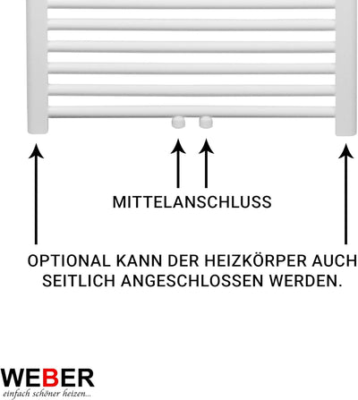 Badheizkörper Heizung Badezimmer Heizkörper alle Grössen Weiss/Anthrazit WEBER (40x140cm anthrazit),