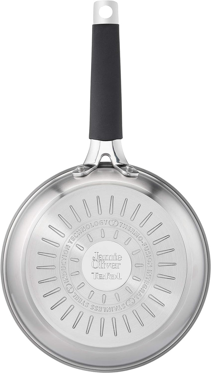 Jamie Oliver by Tefal Bratpfanne 20 cm, Antihaft, Induktion, Edelstahl, Genieteter Griff mit Silikon