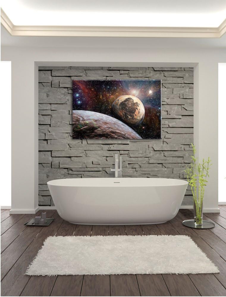Pixxprint Alien Planeten im Weltall als Leinwandbild/Grösse: 100x70 / Wandbild/Kunstdruck/fertig bes