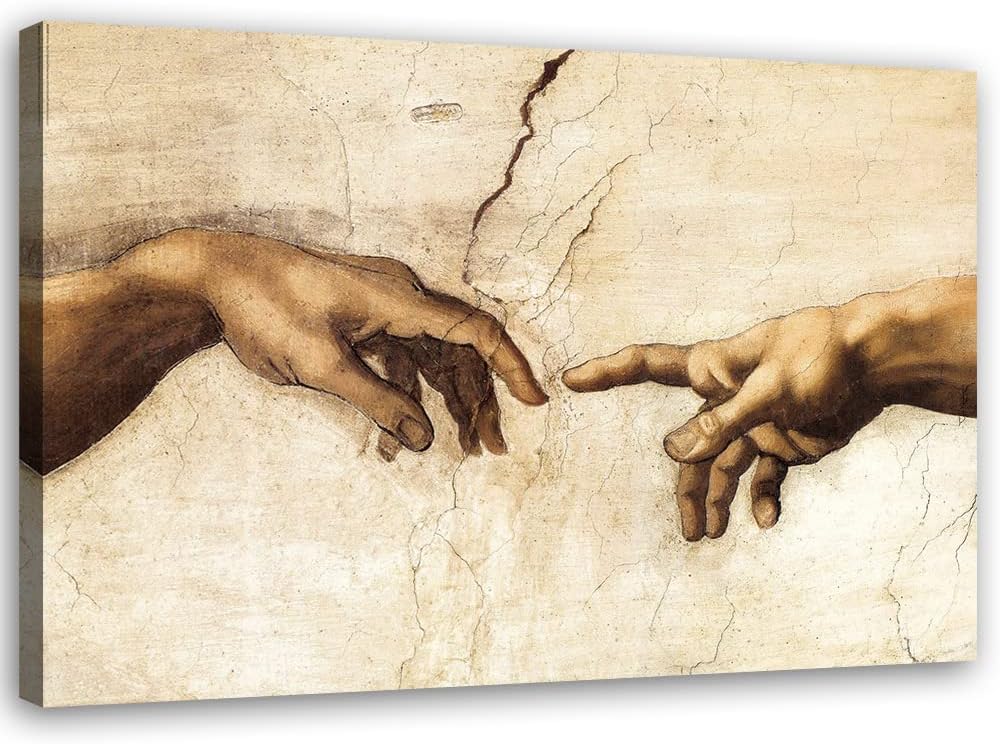 Feeby Bilder Die Erschaffung Adams Michelangelo XXL 120x80 cm 1 Teilig Vlies Wandbilder Leinwandbild