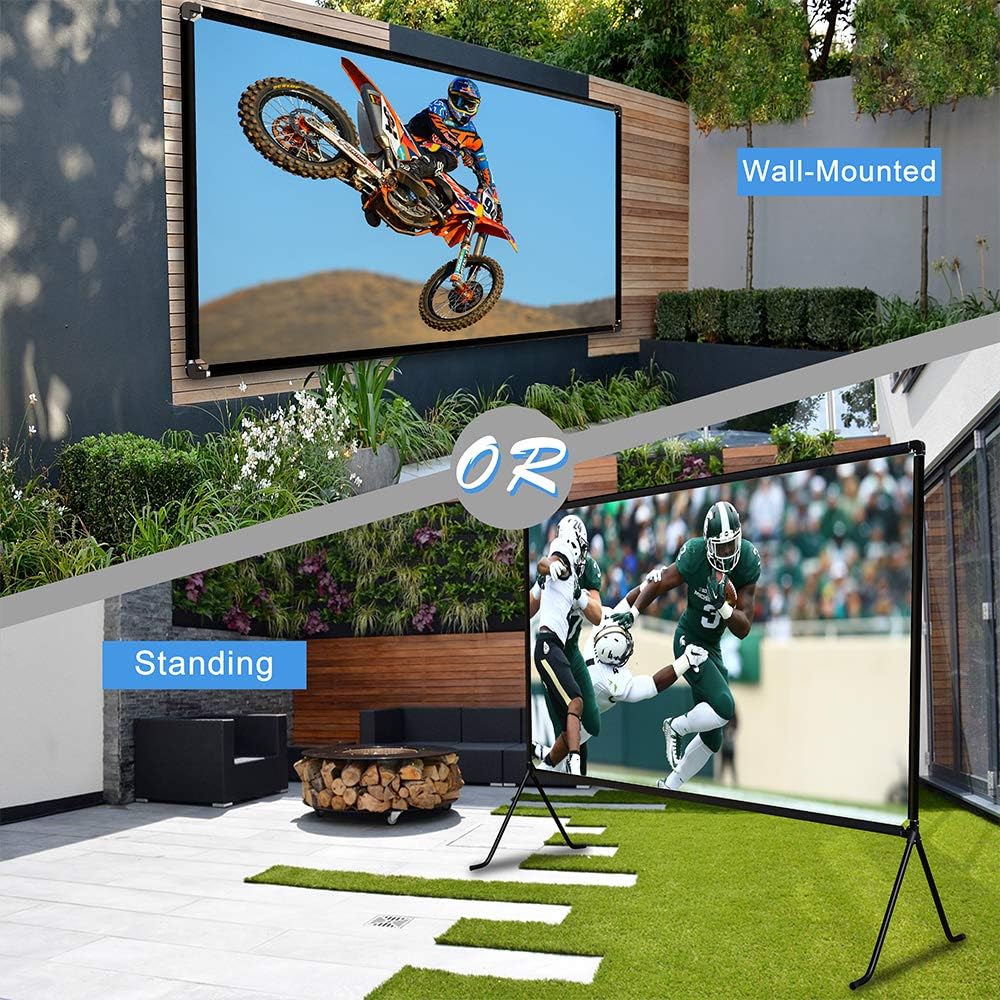 Beamer leinwand(150 "), Projektion Leinwand mit Ständer 16: 9 HD Faltbare Innen- / Aussenprojektion,