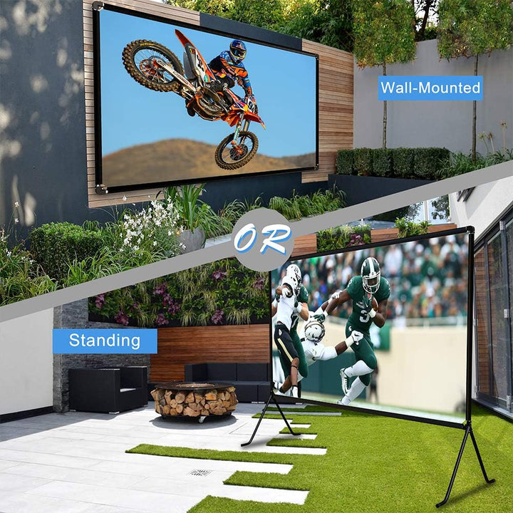Beamer leinwand(150 "), Projektion Leinwand mit Ständer 16: 9 HD Faltbare Innen- / Aussenprojektion,