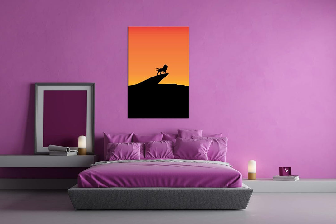 deyoli Löwe auf steinernen Felsen Format: 80x60 als Leinwandbild, Motiv fertig gerahmt auf Echtholzr