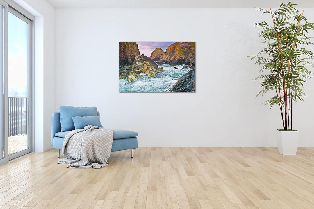deyoli Felsige Küste von Cornwall Format: 80x60 als Leinwandbild, Motiv fertig gerahmt auf Echtholzr
