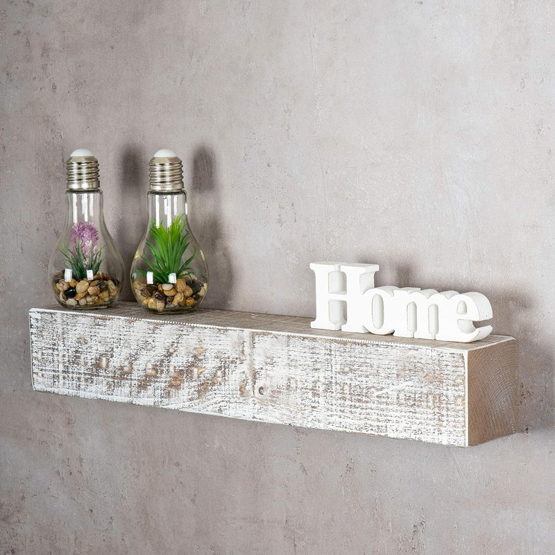 levandeo Wandregal Holz Massiv 60x10cm Shabby Chic Wandboard Vintage Rustikal Design Natur Regal Bor