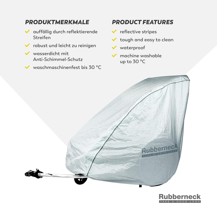 Rubberneck Abdeckung für Fahrradanhänger, alle Modelle, wasserdicht, reflektierendes Material