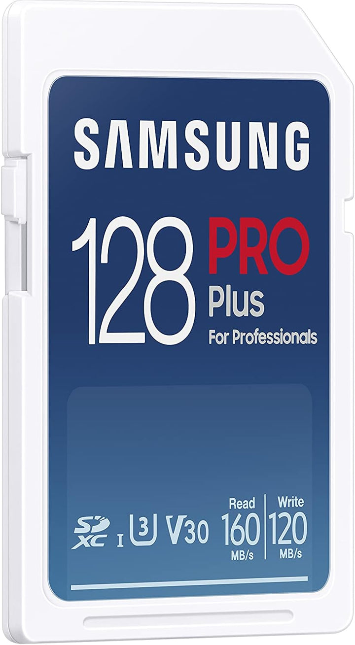 Samsung PRO Plus SD-Karte, 128 GB, UHS-I U3, Full HD & 4K UHD, 160 MB/s Lesen, 120 MB/s Schreiben, S