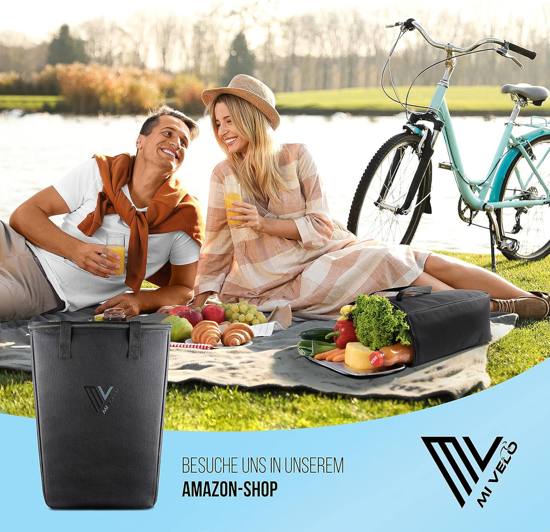 MIVELO - Kühltasche Fahrrad - Einsatz für Fahrradtaschen Gepäckträger - Einkaufstasche faltbar - Pic