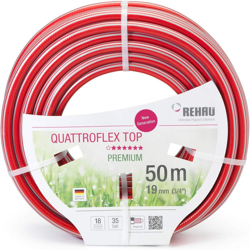 REHAU Premium-Gartenschlauch QUATTROFLEX TOP 3/4 Zoll 50m: sehr flexibel, kein verdrehen, extrem dru