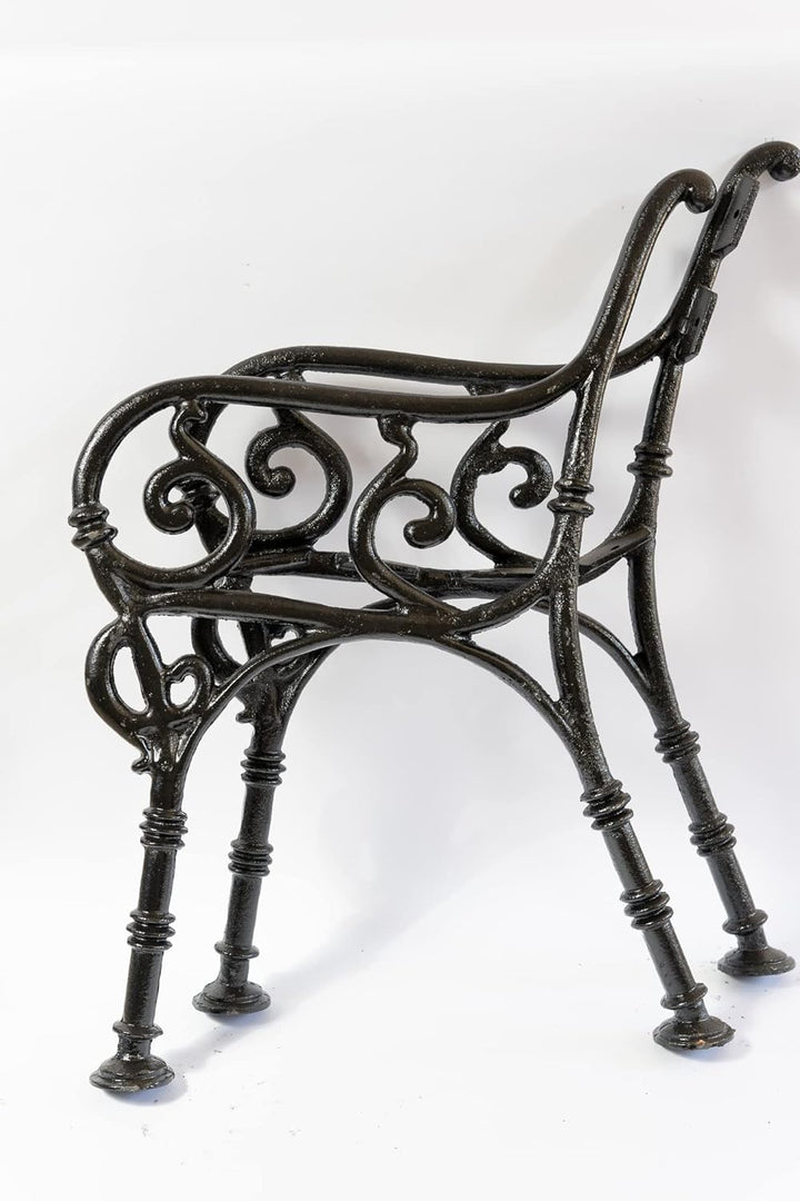 SEZAM Bankfüsse aus Gusseisen Schwarz x 2 Stück, mit Rückenlehne & Armstütze - 54,5 x 35 x 75 cm, fü