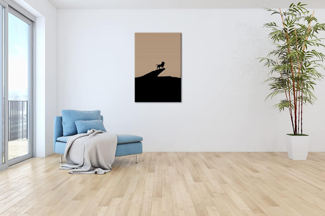 deyoli Löwe auf steinernen Felsen Format: 80x60 Effekt: Sepia als Leinwandbild, Motiv fertig gerahmt