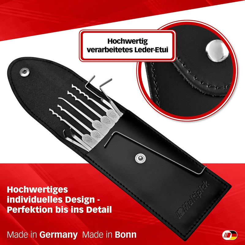 MULTIPICK ELITE 10 Profi Dietrich Set - [10 Teile | 0,6 mm] Made in Germany - Lockpick Tool, Schlöss