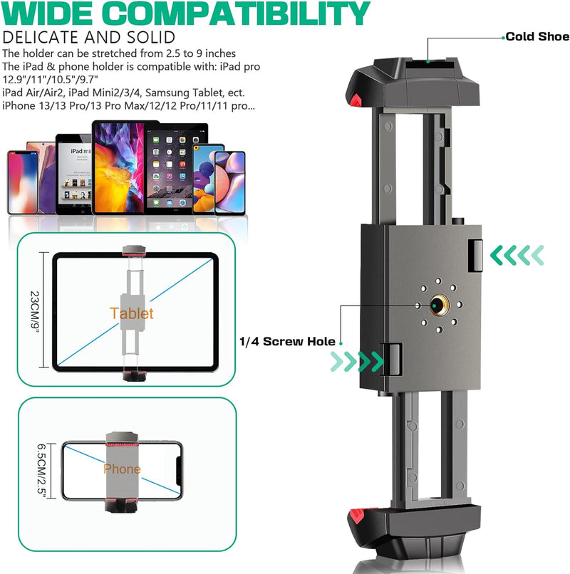 Stativ, Lusweimi 168 cm Handy-Stativ kompatibel mit iPhone/iPad Pro 12,9"/Tablet/Webcam, leichtes Ka