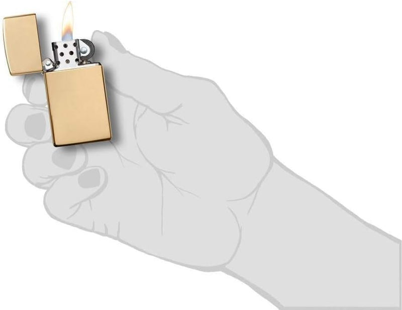 Zippo 1654B Feuerzeug 60001177 Polished Slim Benzinfeuerzeug, Messing, Brass high Polish, 1 x 3,5 x