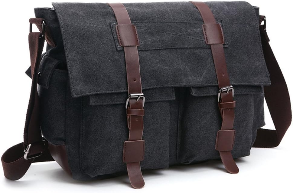 LOSMILE Herren Umhängetasche Schultertasche 16 Zoll Kuriertasche Canvas Laptop Tasche Messenger Bag