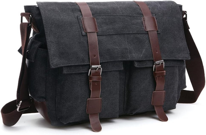 LOSMILE Herren Umhängetasche Schultertasche 16 Zoll Kuriertasche Canvas Laptop Tasche Messenger Bag