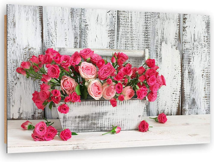 Wandbild XXL Rosen Deko Kunst Bilder rustikal Rosa 120x80 cm M14326 120x80 cm, M14326 120x80 cm