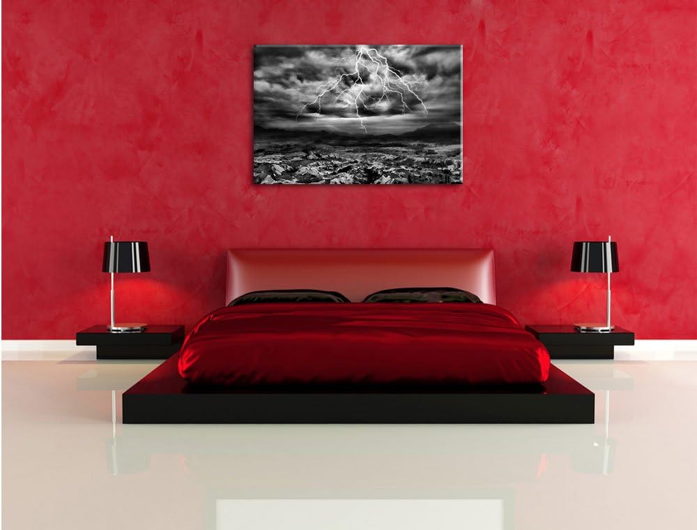 Pixxprint gewaltiges Gewitter als Leinwandbild/Grösse: 100x70 / Wandbild/Kunstdruck/fertig bespannt,
