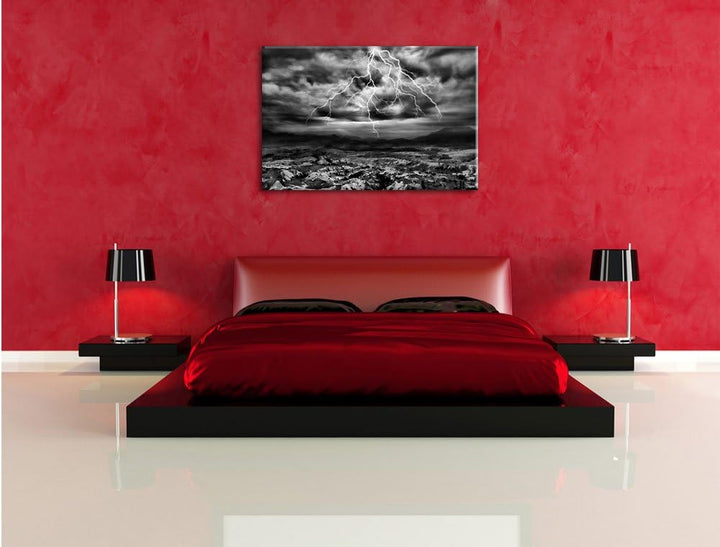 Pixxprint gewaltiges Gewitter als Leinwandbild/Grösse: 100x70 / Wandbild/Kunstdruck/fertig bespannt,